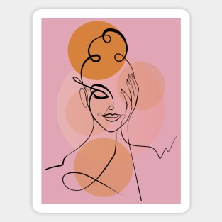 Minimalist Woman One Line Art Drawing Magnet